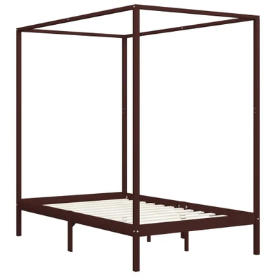 Afbeelding van Hemelbedframe massief grenenhout donkerbruin 120x200 cm