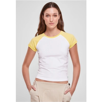 Afbeelding van Urban Classics Stretch Short Retro Baseball TEE Tshirt print, Dames, Maat: 4XL, White vintagesun