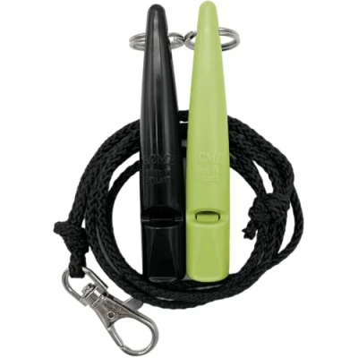 Afbeelding van ACME Hondenfluitje nr. 210,5 met pijpenband, in dubbelverpakking, 2 fluitjes inclusief banden, ideaal voor het terubellen, luid en verreikend (Black + Lime Green)