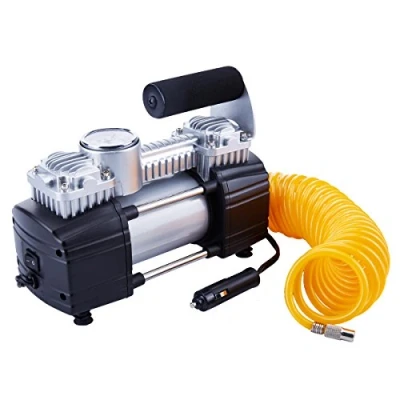Afbeelding van TYREWELL 12V bandenpomp Heavy Duty dubbele cilinders Directe aandrijving metalen pomp 150PSI, compressor met batterijklem en 5M verlengingsluchtslang, SUV&#039;s/vrachtwagens/bestelwagens/campers