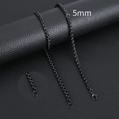 Afbeelding van Aramat Jewels Halskettingen Zwarte Vossenstaart Schakelketting RVS 5mm / 75cm