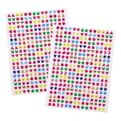 Afbeelding van 480 kristalstickers, zelfklevende oorbellen, stickers met 3D edelstenen, driedimensionale epoxystickers, beloningsstickers voor kinderen, kleurrijke glanzende strass steentjes