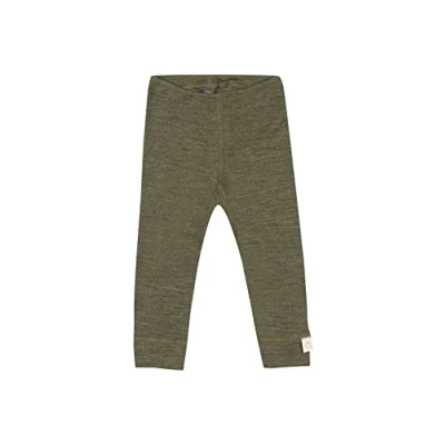 Afbeelding van DILLING Merinowollen/Zijden Pointelle Legging Voor Baby&#039;s Donker groenmelange 80