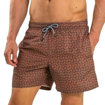 Afbeelding van RIPT Performance Heren Sneldrogende UV 50 Zonnebescherming Peach Finish Zwemshort Trunks, oranje Swirl Print, L, Print Swirl, L