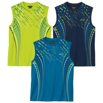 Afbeelding van ATLAS FOR MEN Set van 3 sportieve mouwloze T shirts Heren Verkrijgbaar in grote maten XL
