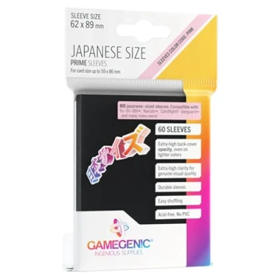 Afbeelding van Gamegenic Prime sleeves 60 kaarthoezen achterkant ondoorzichtig, zwart glanzend Japans formaat 62 x 89 mm Kleur: Roze gezelschapsspel Accessoires