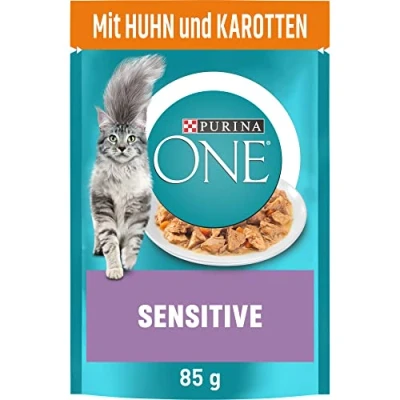 Afbeelding van Purina One Sensitive Kattenvoer, Gehydrateerd, Rijk aan Vitaminen en Mineralen, Verpakt per 24 Stuks (24 x 85 g)