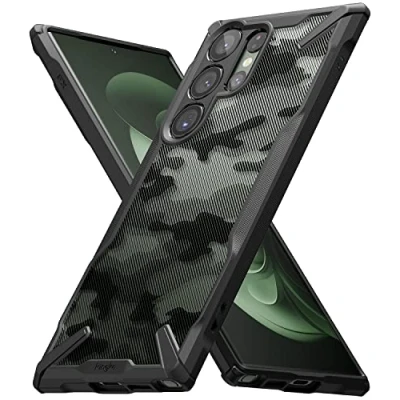 Afbeelding van Ringke Fusion X Compatibel met Samsung Galaxy S23 Ultra 5G Case, Krasvast Schokbestendig Robuuste Bumper Hoesje Camo Black