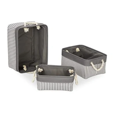 Afbeelding van Relaxdays opbergmand manden set mand kastmanden opbergruimte 3 groottes stof grijs