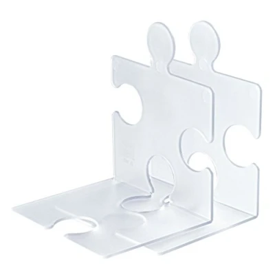 Afbeelding van HAN CD standaard &amp; boekensteunpuzzel, stabiele combineerbare staande verzamelaar in moderne puzzellook, voor cd&#039;s, boeken en dvd&#039;s, 9212 63, doorschijnend helder
