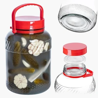 Afbeelding van KADAX Glazen augurkglas met deksel, inmaakpot, luchtdichte conservering, universeel glas, voorraadpot voor augurken, opslag, weckpot (4 liter, 1 stuks)