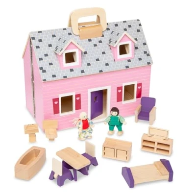 Afbeelding van Melissa &amp; Doug Poppenhuis om op te vouwen en mee nemen, poppenhuizen poppen, speelsets, 3+, cadeau voor jongens of meisjes