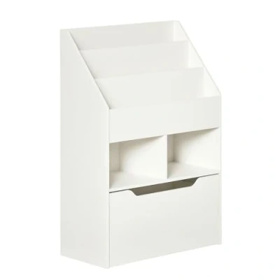 Afbeelding van HOMCOM Boekenkast met meerdere opbergruimtes, 3 planken, 2 nissen, grote lade, hout, wit