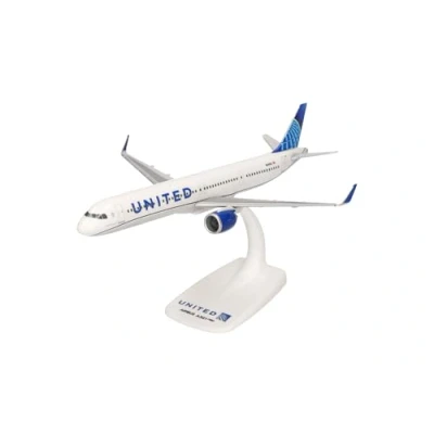 Afbeelding van Herpa Snap Fit modelvliegtuig United Airlines Airbus A321neo, miniatuur schaal 1:200, verzamelobject, model met standaard, kunststof