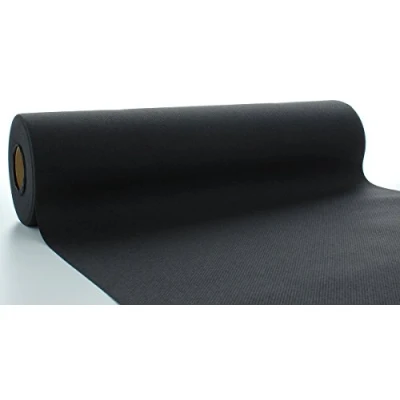 Afbeelding van Sovie Horeca Linclass Airlaid tafelloper, zwart, 40 cm x 24 m, effen perforatie om de 120 cm, ideaal voor decoraties