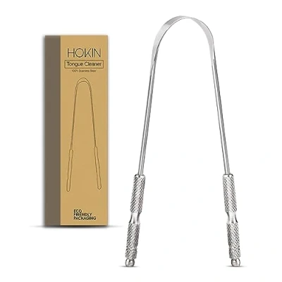 Afbeelding van Tongschraper voor volwassenen van HOKIN (1 stuk mondverzorgingspakket) Roestvrijstalen tongreinigers Verminderen slechte adem 100% metalen stevige schrapers Hygiëneproduct mannen en vrouwen