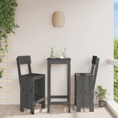 Afbeelding van Barkrukken 2 st 40x48,5x115,5 cm massief grenenhout grijs