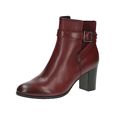 Afbeelding van CAPRICE Dames enkellaarsjes met hak Memotion van leer blokhak breedte G, Rood zilver., 37 EU