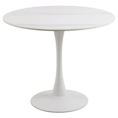Afbeelding van Hjem Interiors Graham Ronde Eettafel Wit Keramiek