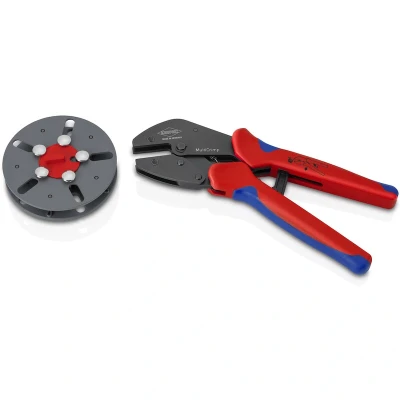Afbeelding van KNIPEX 97 33 LE MultiCrimp Krimptang met verwisselbaar magazijn, leeg meer componenten greep gebruineerd 250 mm