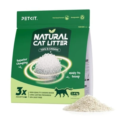 Afbeelding van PETKIT Nieuwe Tofu Kattenbakvulling, 2.4kg, Klonterende Tapioca 100% Natuurlijk, Super Absorberend, Geurbestrijding, Stofvrij, Uitspoelbaar, 2,4kg, 1 Zak