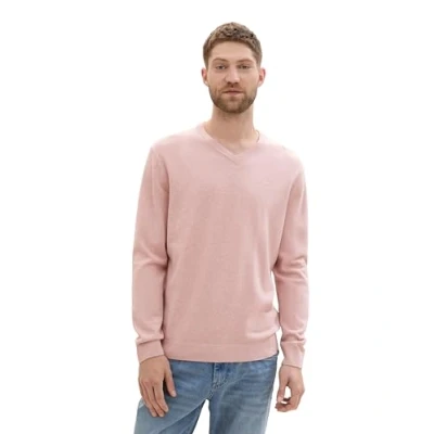 Afbeelding van TOM Tailor MIT Vausschnitt Trui, Heren, Maat: XL, Dusty pink melange