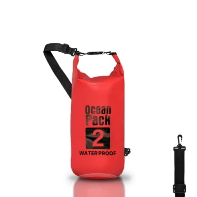 Afbeelding van Dry Bag Waterdichte rugzak, rolsluiting en schouderriem, telefoontas heuptas voor zee, boot, vissen, rafting, strand, watersport, Rood, 2l, tas