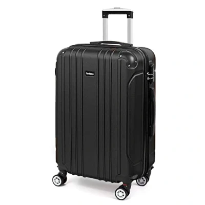 Afbeelding van Todeco Reiskoffer, stijf, licht, ABS, reiskoffer met wieltjes, koffers, Zwart, M (68cm 66L), Koffer