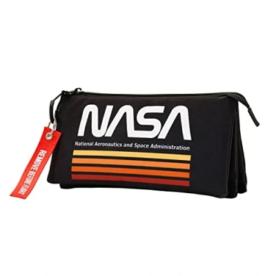 Afbeelding van Pennenetui, drievoudig ventilator, zwart NASA, zwart, Blanco Y Gris, Etui met drievoudige