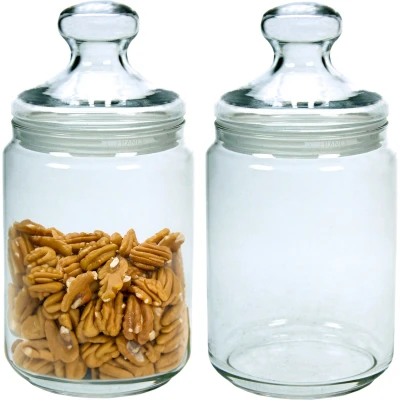 Afbeelding van Set van 2x stuks voorraadpotten/bewaarpotten 1000 ml glas met glazen deksel Voorraadpot
