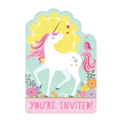 Afbeelding van Uitnodiging Magical Unicorn Eenhoorn 8 stuks