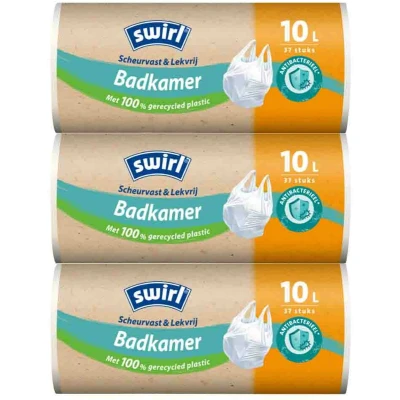 Afbeelding van 3x Swirl Pedaalemmerzakken Badkamer Scheurvast&amp;Lekvrij 10 liter 37 stuks