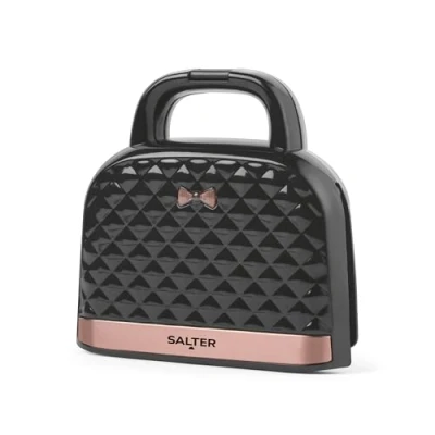 Afbeelding van Salter Sandwich Toaster Handtasje Vorm Toastie Maker, Anti aanbaklaag, Diep model Snackmaker, voor 2 tosti&#039;s , Grillpers 4 plakjes, Autom. temperatuurregeling, Koel handvat, 750W