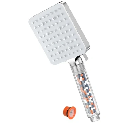 Afbeelding van YEAUPE PRO douchekop met filter, pure douche douchekop, badkamer (115 x 100 mm), waterbesparend, 6 hogedruk handdouche, universele