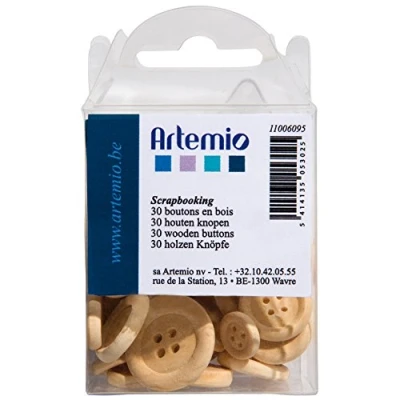 Afbeelding van Artemio Ronde houten knoppen met 12, 17, 22 mm, 4 gaten, 30 stuks.