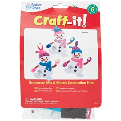 Afbeelding van Baker Ross AT160 Sneeuwpop mix &amp; match decoratiesets, kerstkunsten en ambachten (6 stuks)