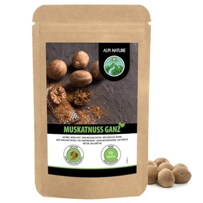 Afbeelding van Alpi Nature Muscat noot nootmuskaatnoten 100% natuurlijk zonder additieven veganistisch (10 stuks)