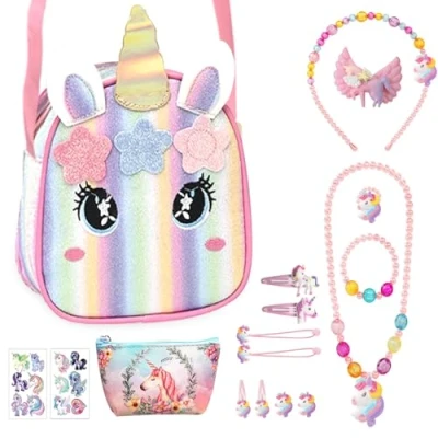 Afbeelding van Handtas Voor Meisjes,Sieradenset Meisjes,Cadeau Meisjes 4 Jaar,Tas Meisjes,Kindercadeau Vanaf 5 Jaar, Sieraden speelgoed,Sieradenset Meisjes,