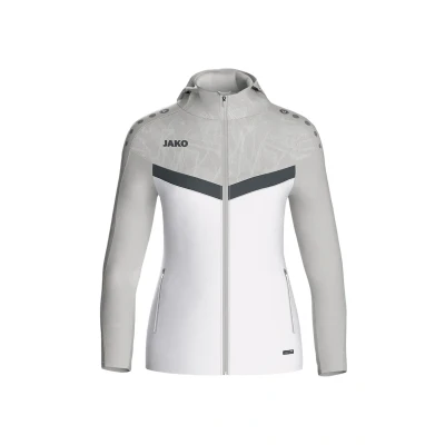 Afbeelding van Jako Iconic Jas Met Kap Dames Wit / Zachtgrijs Maat: 34