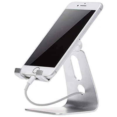 Afbeelding van Amazon Basics verstelbare mobiele telefoonstandaard voor iPhone en Android, zilver
