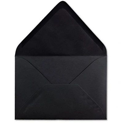 Afbeelding van Enveloppen, 100 stuks, C6, zwart, 11,4 x 16,2 cm, 120 g/m², natte plakrand enveloppen zonder venster, voor uitnodigingen van je glüxx agent