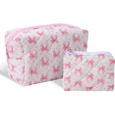Afbeelding van Inovra ® Charmante Gestikte Make up Tas Set voor Dames: Perfect Reizen en Dagelijks Gebruik