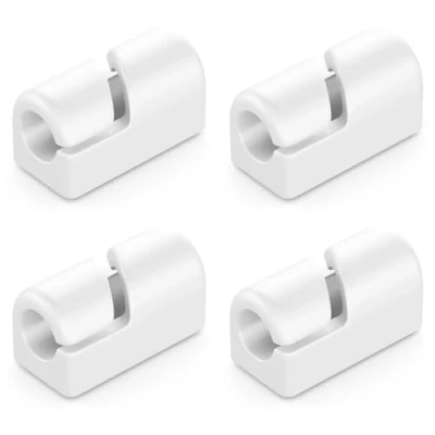 Afbeelding van deleyCON 4 Stuks Kabelhouders Zelfklevende Kabelklemmen Kabelmanagement Kabelclips Kabelgeleider Kabelorganizer Kabelhouder Kabelbevestiging Huishouden Kantoor Bureau Plint Siliconen Wit