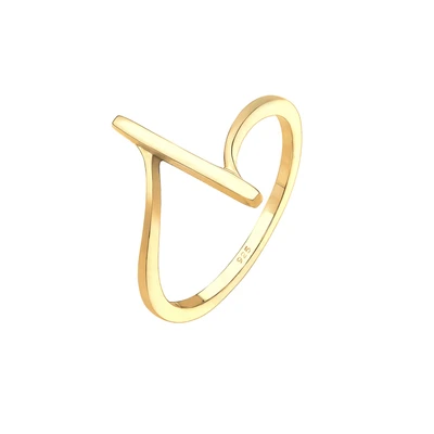 Afbeelding van Elli BAND GEO COOL Basic Minimal Ring goldcoloured, Dames, Maat: 54, Gold coloured