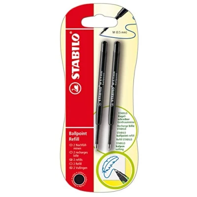 Afbeelding van navulling balpen STABILO Ballpoint bijv. voor pointball en SMARTball 2 stuks zwart