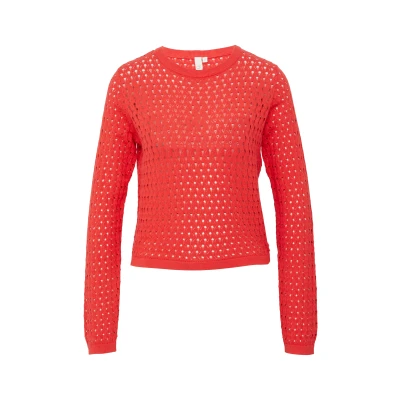 Afbeelding van QS Langarm MIT Ajourmuster Trui, Dames, Maat: Large, Rot