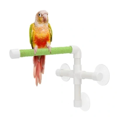 Afbeelding van Draagbare zuignap vogel raam en douche baars speelgoed voor papegaai ara kaketoe Afrikaanse grijzen parkiet bad