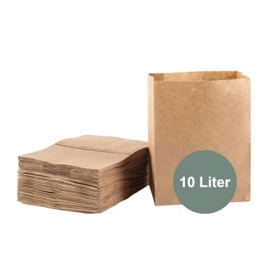 Afbeelding van ZURAS® 50 papieren vuilniszakken 10 l organische afvalzakken voor afvalbakken gemaakt van papier dat natsterk is en scheurbestendig