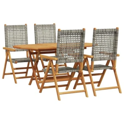 Afbeelding van vidaXL Inklapbare tuintafel 5 pcs Grijs