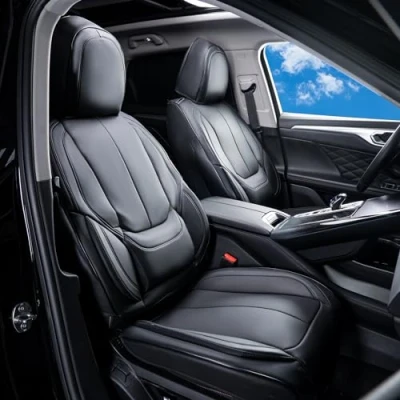 Afbeelding van VEVOR Stoelhoezen, universele autostoelhoezen voorstoelen, 6 stuks kunstleren stoelhoes, volledig gesloten ontwerp, afneembare hoofdsteun en airbag compatibel, voor de meeste auto&#039;s, SUV&#039;s